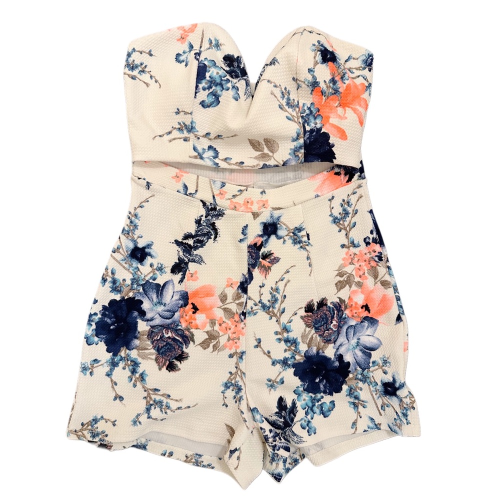 Sweetheart Floral Cutout Romper